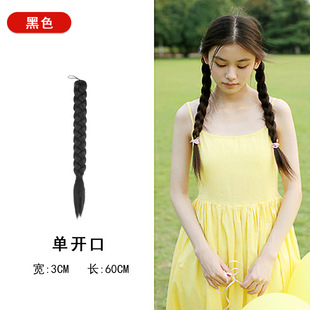 Ancient costume wig braid braided hair performance bridal flat hair show kimono big braid Republic of China antique photo hairstyle