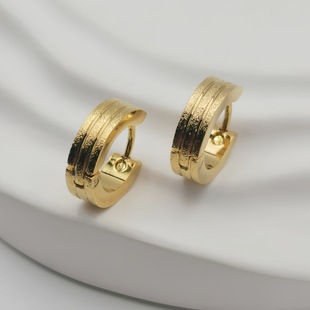 Europe and the United States cross-border stainless steel simple fashion personality new 4*9 pressure sand frosted earrings earrings hand polished