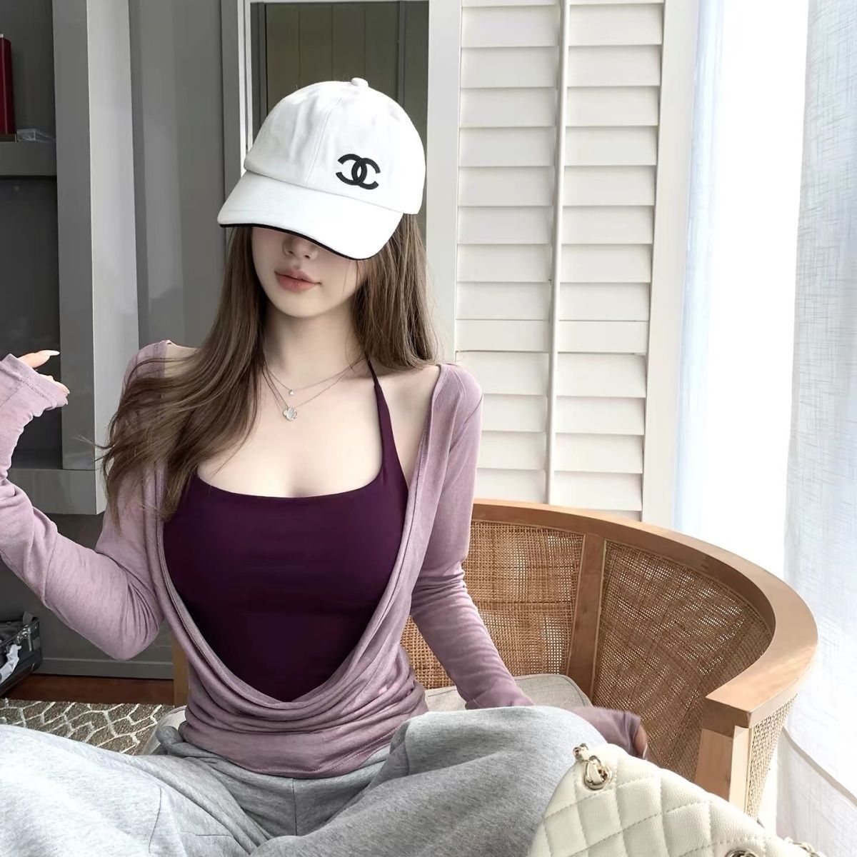Tencel Lyocell~Pure Desire Style Long Sleeve T-Shirt for Women, Spring/Summer Cover-Up, Sexy Hot Girl Top Outfit