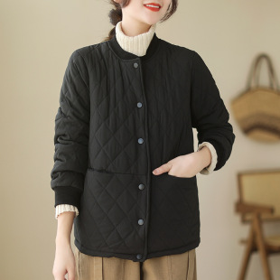 Vintage cotton-padded jacket new warm cotton-padded jacket autumn and winter thick coat women's short casual cotton-padded coat