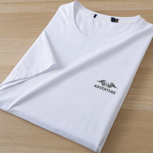 Haipai Cut Label Ice Oxygen Cotton Short-sleeved T-shirt Men's Summer Breathable Non-ironing Printed Stretch Round Neck Half-sleeved Shirt Men's 2U158
