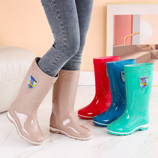 New Four Seasons Outfit Waterproof High Barrel Rain Boots Women's Middle Barrel Non-slip Wear-resistant Kitchen Car Wash Adult Rain Boots Women