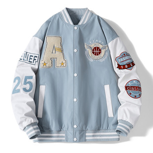 New American baseball uniform spring and autumn trend ruffian handsome loose couple embroidered jacket A108-3 22129-65
