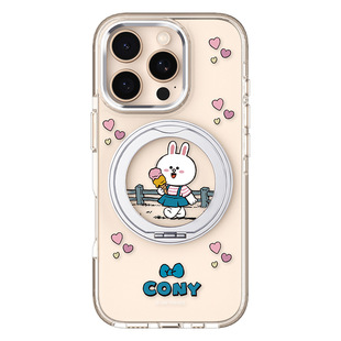 Brown Bear Kenny for iPhone16 Apple 15promax Transparent Magnetic Bracket Phone Case 14 Thin Drop-Resistant