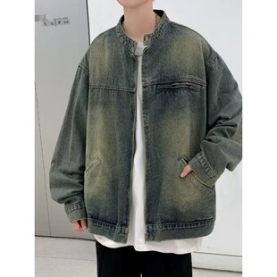 Washed Old Denim Jacket Men's Spring and Autumn American Style Retro High Street Trendy Brand Loose and Handsome Casual Lapel Jacket