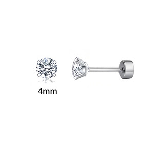 Cross-border stainless steel four 4-claw zircon earring round cake thread spiral round cake ear bone nail Amazon explosions
