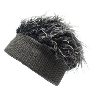 Vertical Strip Knitted Headband Wig Hat Autumn and Winter Wool Pullover Cap Men's Hip-Hop Hat Cross-border Mao Mao Mao Dairy Hat