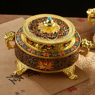 Painted relief alloy incense burner cloisonne enamel incense incense incense burner large buddha hall home indoor decoration