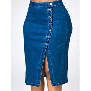 2023 New Summer Style European and American Cross ebay Aliexpress Amazon wish Hip Slit Denim Skirt