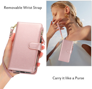 Samsung S24 Phone Case for Galaxy S23Ultra Multifunctional Zipper Card Case S22Plus Leather Case