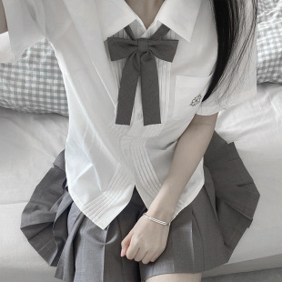 Huaqianzhu original navy blue/gray solid color bow tie girl JK uniform small long handle Japanese school uniform accessories