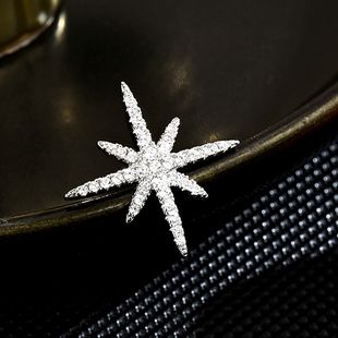 Fashion simple six-pointed star anti-walking thorn needle niche all-match star sweater collar pin corsage