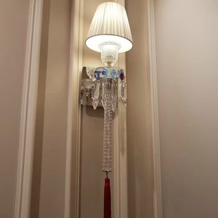 European-style wall lamp crystal lamp luxury living room bedroom bedside wall lamp Villa Hotel background wall corridor room lamp