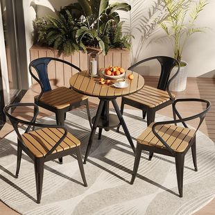Outdoor Leisure Table and Chair Outdoor Courtyard Anticorrosive Wood Dining Table and Chair Combination Outdoor Household Liftable Balcony Square Round Table
