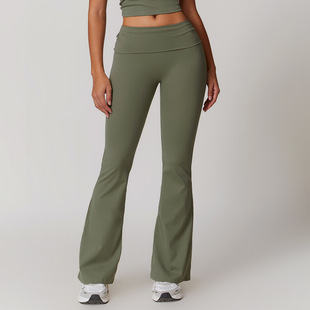 Zechuang European and American High Waist Hip Lifting Yoga Pants Casual Tight Wide Leg Flared Pants Sports Fitness Outer Wear Pants 8791