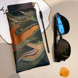 Chinese Style Brocade Compression Resistant Portable Sunglasses Bag Sense Glasses Bag Bagging Sunglasses Portable Protective Cover Cloth Bag