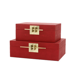 New Chinese Wooden Leather Jewelry Box Storage Box Model Room Soft Cloakroom Bedroom Entrance Desktop Decorations