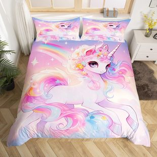 Amazon Cross-border Pink Castle Print Down suit Microfiber suit Bedding