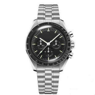 Six-pin three-eye business round stainless steel strap European quartz full-function watch foreign trade explosions business