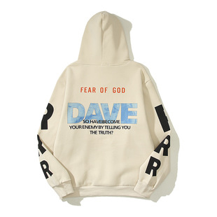 Cross-border autumn and winter RRR123 printed American high street loose hip hop men and women ins Internet celebrity hooded hoodie fashion