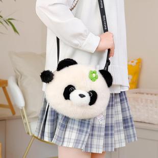 Cross-border New Cute Panda Plush Crossbody Bag Japanese Girl Crossbody Bag Cartoon Soft Cute Doll Bag