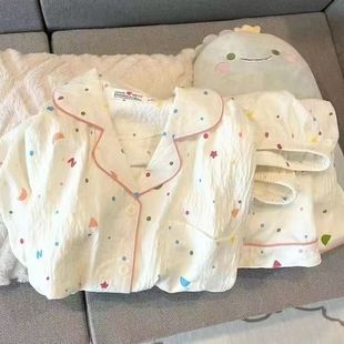 Новый кардиган пижама женский летний кардиган из облака хлопковые шорты с короткими рукавами сладкий мультфильм милый домашний костюм набор летом