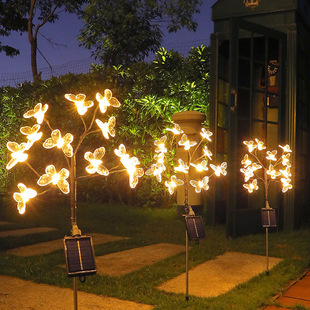 Solar transparent butterfly lamp outdoor courtyard waterproof lawn lamp landscape villa decorative atmosphere lights