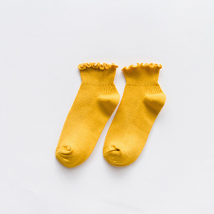 Fungus Lace Short Socks Women's Japanese-style Ruffled Cotton Boat Socks ins Trendy Candy-colored Stacking Socks for Summer Thin