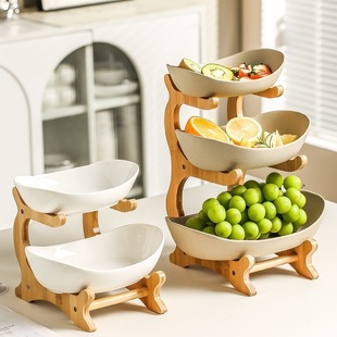 Japanese-Style Multi-Layer Fruit Plate Living Room Household Storage Plate Reception Candy Plate Vintage Storage Rack Snack Storage Plate