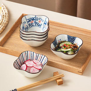 Japanese Style Retro Style Underglaze Color Ceramic Household Restaurant Large Capacity Sauce Hot Pot Dish Snack Small Flavor Dish