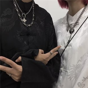 New Chinese Style Men's National Style Shirt Tang Suit Men's Long Sleeve Buckle Shirt High-end Couple's Jacket