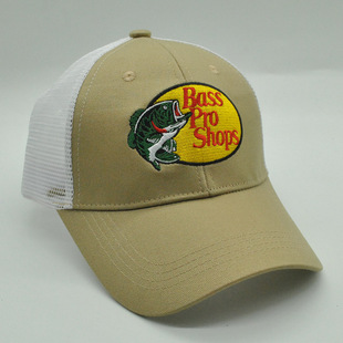 Cross Border Bass Pro SHOPS Сетчатая Кепка с вышивкой рыбы Весна и лето Открытый солнцезащитный козырек Рыболовная Кепка для водителей грузовиков