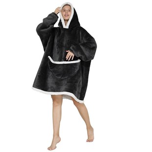 Lazy blanket composite lambswool pullover flannel sweater winter clothes hooded lazy clothes outdoor warm pajamas
