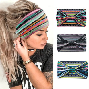 European and American Women Bohemian Style New Stretch Hijab Headband Paisley Amazon Wide-brimmed Hair Accessories Face Hijab