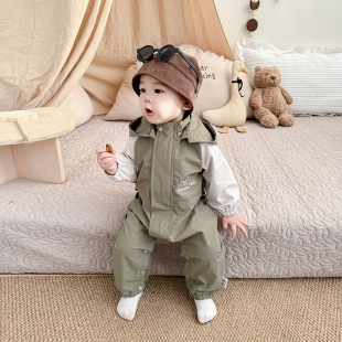 Baby Clothes Spring and Autumn Rush jumpsuit Full Moon Hundred Days Male Baby Wrap Fart Clothes Double Layer Hare Clothes for Going out and Climbing Clothes