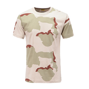Cross-Border Outdoor Training Camouflage T-Shirt Men's Summer Loose Tactical Top Round Neck Pure Cotton Short-Sleeved Undershirt Customization