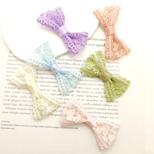 New 6.5cm lace bow accessories clothing decoration children's clothing embroidery mesh gauze bow tie wholesale