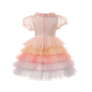 2024 Summer New Children's Short-sleeved Tutu Dress Girl's High-end Evening Dress Girl's Lolita Princess Dress
