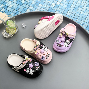 Kulomi Girl's Slippers 2025 New Summer Children's Two-Wear Hole Shoes Girl's Soft Bottom Baotou Beach Sandals