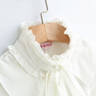 Spring new women's shirt long sleeve chiffon shirt large size white shirt collar lace Palace shirt Women wholesale agent