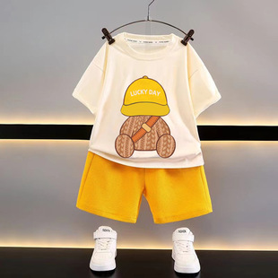 New children's clothing summer children's suit casual loose clothes boys short sleeve waffle baby summer wholesale