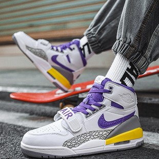 Aj312 Men's Shoes Joint aj1 Men's Youth Board Shoes genuine goods High-top Casual Rice White Blue Practical Basketball Shoes