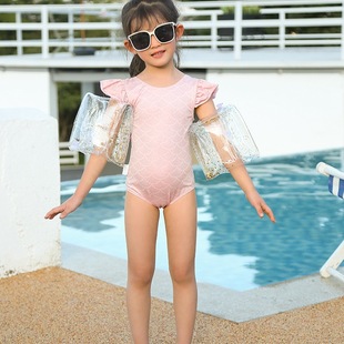 Spot supply ins sequins inflatable children's arm ring dinosaur silver buoyancy cartoon baby arm ring water sleeve