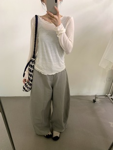 [Lovely] Shahe New Fashion Simple Korean Temperament Backless Auricularia Lace Long Sleeve Shirt Z6131