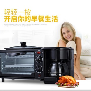English cross-border multifunctional household breakfast machine frying and baking three-in-one bread machine timing baking electric oven wholesale