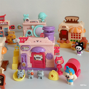 Children's Play House DIY Stacked Street View Cabin miniature scene girl toy puzzle 3 to 6 birthday gift