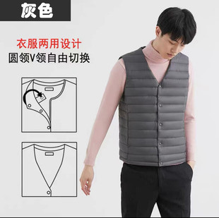 Autumn and Winter Light Down Jacket Men's Collarless Down Liner Large Size Inner Wear Base Round Neck Thin Warm Jacket