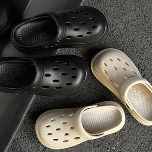 Men's Eva Hole Shoes Summer Outer Wear Thick-soled Shit-feeling Beach Sandals and Slippers Breathable Non-slip Deodorant Baotou Slippers
