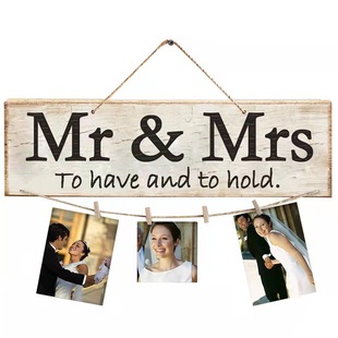 Cross-Border photo folder wooden listing restaurant bar Valentine's Day party wedding decoration retro Wall pendant wholesale