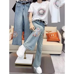 Jeans women's straight tube loose spring autumn and winter 2024 new high waist slim new Chinese style Denim pants